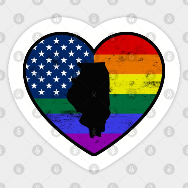 Illinois United States Gay Pride Flag Heart Sticker by TextTees